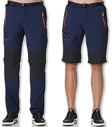 SOLOYEE Pantaloni Uomo Trekking Escursionismo Zip off Convertibili Corti Primavera Estate Outdoor Softshell Impermeabili Ad Asciugatura Rapida Pantaloncini