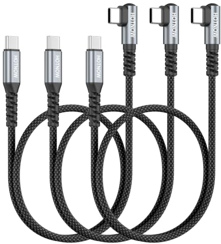 HOTNOW USB C auf USB C Kabel Winkel Kurz 50cm 3Stück, 65W 90 Grad Typ C | Schnellladekabel USB C Gewinkelt Nylon kompatibel mit iPhone 17 16 15, Galaxy S26 S25 A54, Pixel, iPad, MacBook