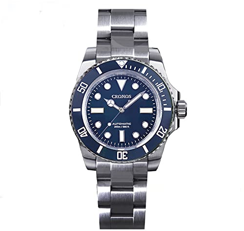 Upgrade Diver Luxus Herrenuhren Edelstahl PT5000 Armband Keramik drehbare Lünette 200 Meter wasserdicht Glide Lock Verschluss (blau), blau, Taucher, blau, Taucher