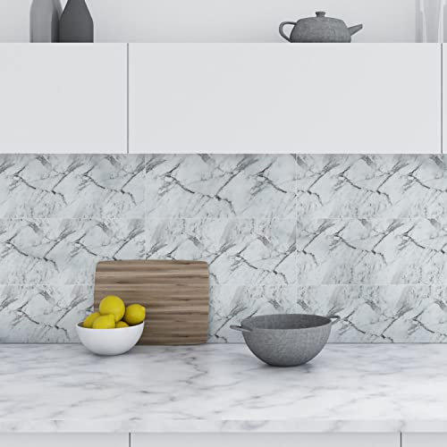 Piastrelle Adesive Cucina 30x60cm Marmo Grigio Mattonelle Adesive Bagno Pvc Impermeabile Adesivi per Piastrelle Parete Fai da Te Adesivi per Cucina Decorazioni