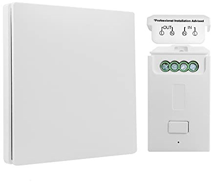 Set di interruttori wireless, interruttore RF cinetico senza batteria da 1000 W con ricevitore con raggio di azione di 100 m, interruttore murale impermeabile IP65 (Kit interruttore versione RF)