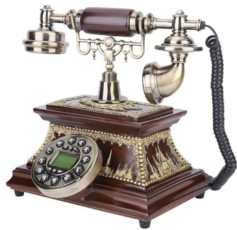 Téléphone de Bureau rétro Ligne Fixe Filaire Classique Vintage avec Affichage décor de Figurine de téléphone Antique Objet de Collection Vintage pour café Bar Bureau à Domicile