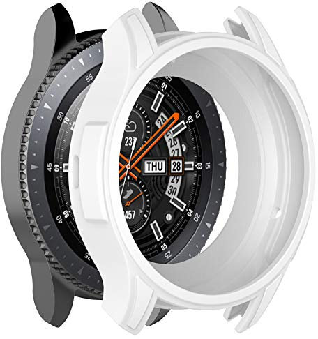 Silicone Case Compatible with Samsung Galaxy Watch 46mm SM-R800 Smart Watch Screen Protective Cover Case Replacement Accessories (White)