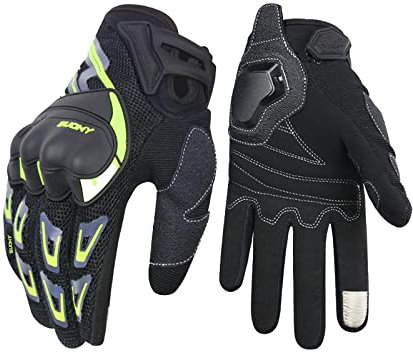 OLYSPM Guanti Moto da Corsa con Disegno Luminoso - Touchscreen, Antiscivolo, Traspirante per Motocross ed Equitazione - Uomo e Donna