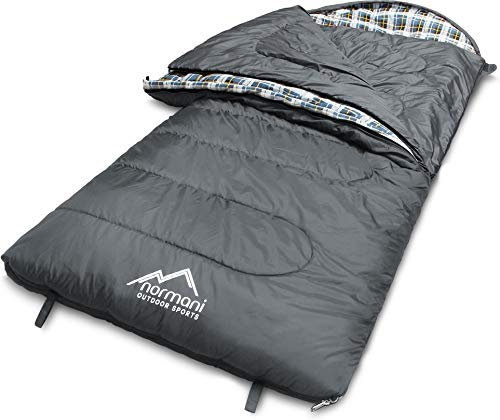 normani 4-in-1-Funktion Extrem Outdoor Schlafsack 'Antarctica' aus Nylon Rip-Stop mit 500 + 250 g/m² Hollow Fiber Füllung 220 x 90 cm Farbe Lightgrau Größe Rechts
