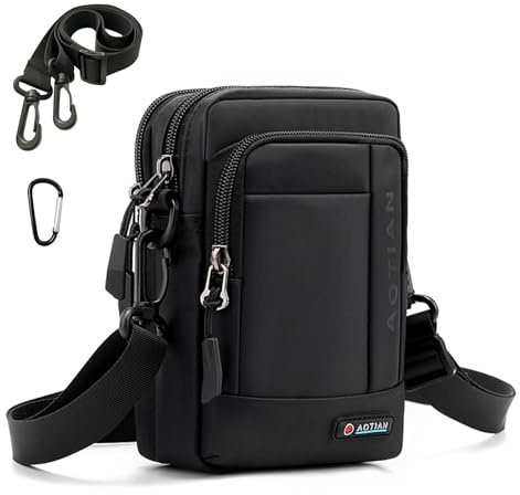 SPAHER Handy Umhängetasche Herren Klein, 3-in-1 Multi-Pocket Handy Schultertasche Klein Wasserdicht Oxford Sling Crossbody Bag Herrentasche Zum Umhängen für Reisen, Urlaub und Arbeit