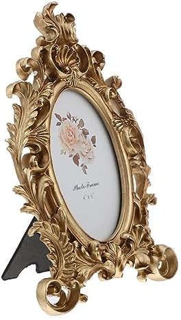 HOMSFOU 1stk Ovaler Fotorahmen Barocker Bilderrahmen Retro-fotorahmen Königlicher Fotorahmen Bilderrahmen Oval Dekorativer Bilderrahmen Vintage Foto Halter Gotisch Harz 4X Einstellen Mini