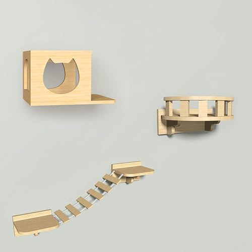 Katzen Kletterwand, Katzenmöbel für den Innenbereich, Katzenwandregale, 15 mm Dickes Massivholz, Stark und Stabil, Einfache DIY-Montage (Size : Style 1)