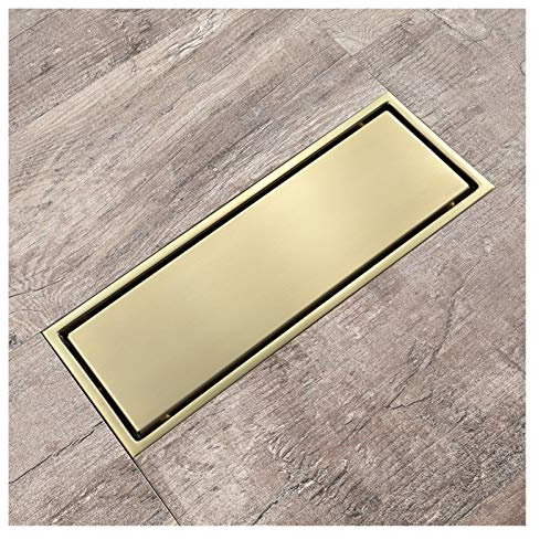 30x11cm Edelstahl Linear Bodenablauf Badezimmer Dusche WC Anti-Geruchs-Drains Tile Insert Schwarz/gebürstet/gebürstet Gold Abflusssieb für die Dusche (Color : 130B Brushed Gold)