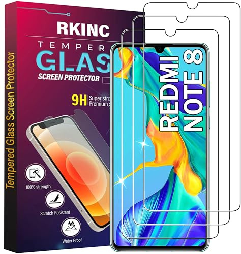 RKINC Protector pantalla [3 Piezas] para Xiaomi Redmi Note 8, Note 8 2021, Mi 9 Lite, Cristal templado película de vidrio, 9H 0.33 mm [Garantía de por vida][Anti-rasguño][Anti-rotura][Sin burbujas]