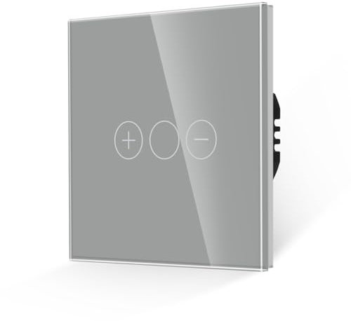 JIMEIDA Dimmer Switch for LED Light,Touch Light Switch Grey Tempered Glass Panel with LED Backlight,No Neutral Wire Required 86 * 86MM,AC 240V