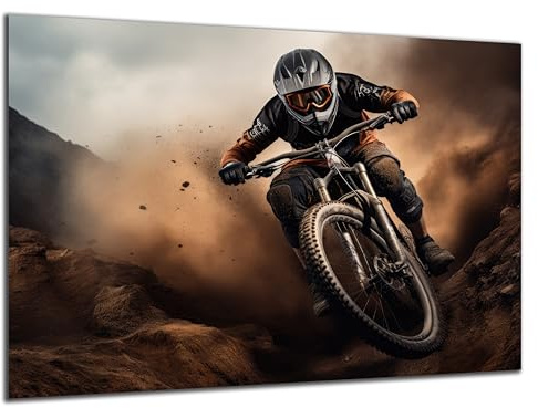 DARO Design - Wand-Bild 6mm HDF 30x20 cm Mountainbiker MTB Trail - Wand-Deko Bilder Wohnzimmer