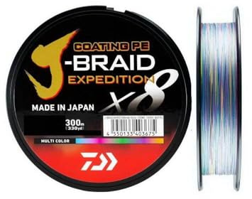 DAIWA J-Braid Expedition X8E Geflochtene Angelschnur, 300 m, Mehrfarbig