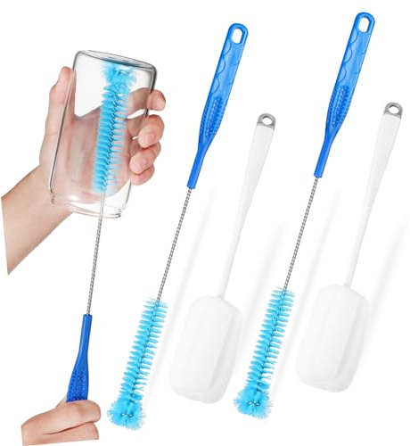 FRCOLOR Cleaning Brush for Bottle Cup Kit Sponge Brush and Long Handle for Kitchen and Bathroom Cleaning