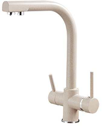 Kitchen Drinking Taps Mixer - 3 Way Water Filter Tap with 360° Rotatable Fitting, 2 Levers for Pure Drinking Water - Chrome Sink Mixer for Kitchen