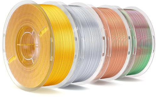 ELEGOO PLA Filament 1.75mm Gold Silber Rot Kupfer Rot-Grün-Zweifarbig 4KG, 3D Drucker Filament Maßgenauigkeit +/- 0,05 mm, 4kg Kunststoffspule Filament-3D-Druckmaterialien Passt für 3D Printer