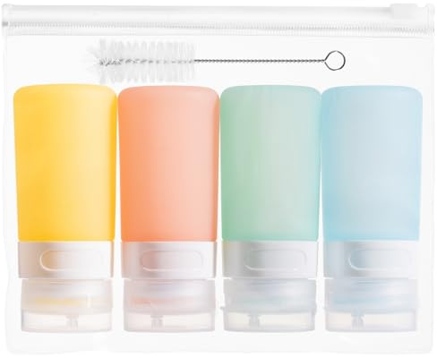 MICEBAY 4 Pcs 2oz Squeeze Bottle for Condiment,Silicone Mini Sauce Bottle to Go with Reusable Sandwich Bag,Leakproof Oil Bottle for Kitchen,Ketchup Bottle for Bento Lunch Box,BBQ,Syrup,Paint and Craft