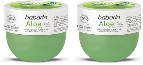 Babaria Crema Corporal en Gel Aloe Vera puro 100% 400ml (Paquete de 2)