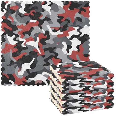 Camuflaje gris rojo negro arte paño de limpieza de coche toallas de cocina paño de rizo toalla de cocina toallas de mano absorbentes camping ahora diseños tejido 11 x 11 pulgadas