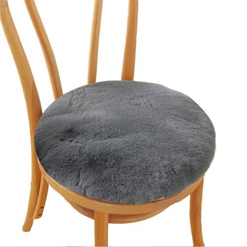 BLLMTEAR Sitzkissen Stuhl Rund Fell， Fellteppich Rund, Kunstfell Teppich - Fell Sitzkissen Stuhlkissen Rund, Fell for Stühle, Kunstfell Stuhlauflage(3,20in/50cm)