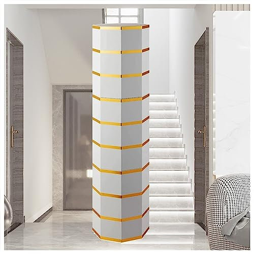 Moderner freistehender Eckschrank mit 360° drehbaren Metallregalen für Zuhause, Schrank, Flur, Eingang und Schlafzimmer, Weiß, 109 cm
