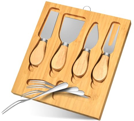 ZTDMGZS 8Pcs Cheese Knife Set & Charcuterie Knife Set - Stainless Steel with Bamboo Handle for Party and Holiday