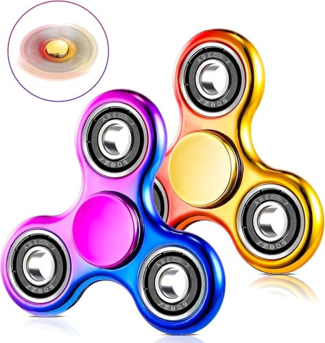 SCIONE 2 Piezas Fidget Spinner Arcoíris, Juguetes Sensoriales Anti-Estrés para Manos, Regalos para Fiestas Infantiles, Relleno para Bolsitas de Cumpleaños, Ideal para Niños y Adultos
