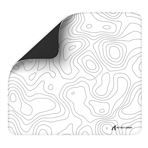 ATTACK SHARK CM02 Esports-Gaming-Mauspad Großes, Feine sandähnliche Texturoberfläche, Wasserabweisender Beschichtung, Stark Strukturierte, Haftende Unterseite, 450 x 400 x 4MM – Weiße Kontur
