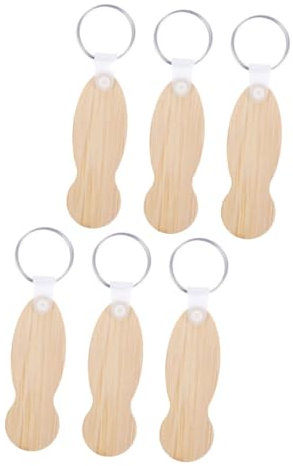 Tofficu Bamboo Trolley Tokens Keyring Set 6pcs Natural Shopping Cart Remover and Stylish