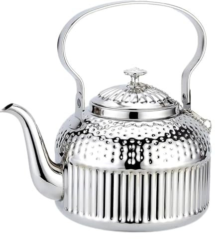 Stainless Steel Stove Top Kettle with Infuser - Loose Leaf Tea Maker for Induction and Gas Stovetops(Silver,1.5l)