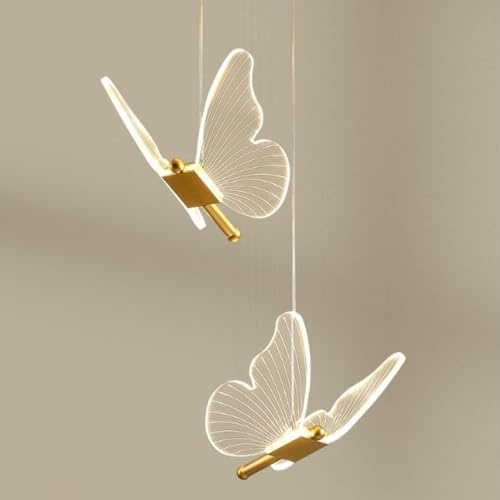 LIGKIN Lámpara Colgante LED 12W Diseño de Mariposa Lámpara de Techo 3000K-6500K Regulable Iluminación de Techo LED Acrílico para Habitación Infantil Sala de Estar Pasillo
