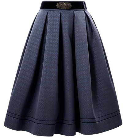 Dirndlparty Trachtenröcke Damen Knielang Trachtenrock Damen Trachtenmode | Trachtenrock Blau/Grün Modern Röcke für Oktoberfest Größe 36-44(Ohne Dirndlbluse)