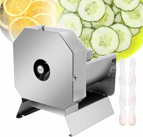Cortador de Verduras eléctrico, rallador de Frutas Comercial, Cortador de Alimentos de 0 a 13 mm de Grosor, Cortador de Ensalada de Acero Inoxidable Ajustable para Tomate, limón, patat,Square