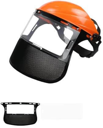 Protector facial desbrozadora, casco de seguridad para motosierra, casco protector para desbrozadora, pantalla de protección facial para recortadora y brushcutting(1 máscara adicional