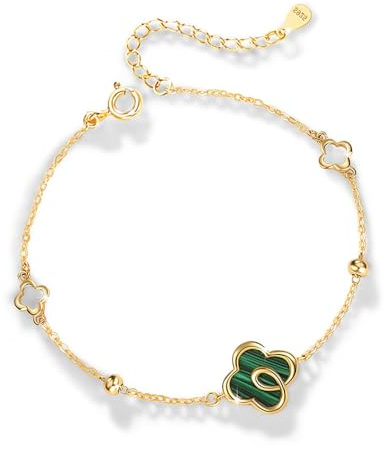 Belons damarmband 925 sterlingsilver fyrklöver berlock armband flicka armband barn armband armkedja armsmycke, guld