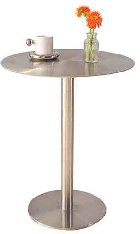 Moderner Stehtisch für den Außenbereich mit Tischplatte aus Edelstahl und stabilem Fuß für Wohnzimmer, Balkon, Garten, Bistrotisch, Kneipentisch, Freizeittische (60 x 60 x 75 cm)
