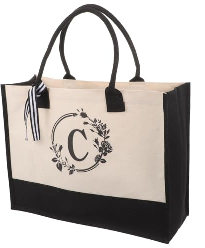 Garneck Große Personalisierte Canvas Geschenktasche mit Henkel Stoffbeutel Bedruckt Vielseitige Geschenkverpackung für Hochzeit Geburtstag Strand und Party Praktische Tragetasche Damen