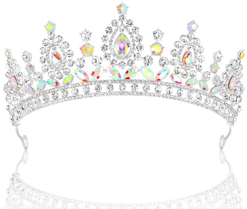 Aprince AB Silver Crown and Tiara for Women Girls, Crystal Princess Tiara Queen Crown, Rhinestone Headbands Royal Diadem for Wedding Birthday Halloween Cosplay Prom Quinceanera Pageant Party Gifts
