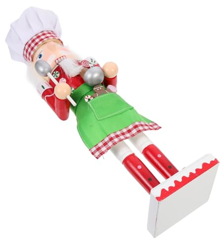 Hemobllo Wooden Christmas Nutcracker Figure 38cm Green Apron Christmas Tabletop Decoration Holiday Nutcrackers Ornament for Home Festive Display