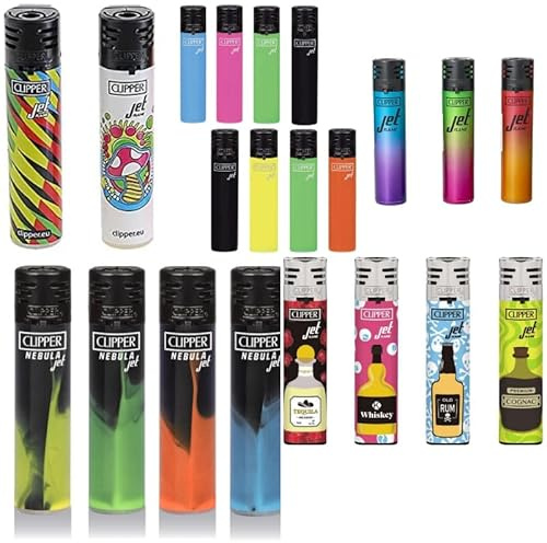 Clipper Classic Large Jet Flame Feuerzeug Feuerzeuge Light Lighter Verschiedene Motive (8X JF Mix)