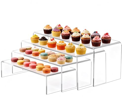 lbxtswpl Acryl Riser Display Ständer, 4 Stück Display Risers Stand | Abstandshalter für Display, für Collectibles Schmuck Figuren Spielzeug Cupcake Dessert Dekorationen