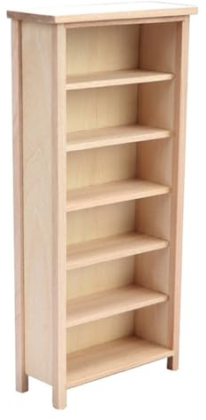 Didiseaon Dollhouse Bookshelf 1:12 Scale: Mini Dollhouse Bookcase Display Wooden Vertical Doll House Book Shelf Small Doll House Decor Furniture Accessories