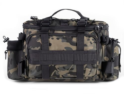 Croch Borsa per attrezzi da pesca impermeabile con tracolla, borsa multifunzionale per attrezzatura da pesca all'aperto & accessori, multicolore, Verde mimetico