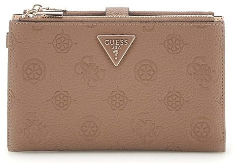 GUESS Geldbörse Cresidia II SLG Double Zip Organizer Dark Taupe Logo