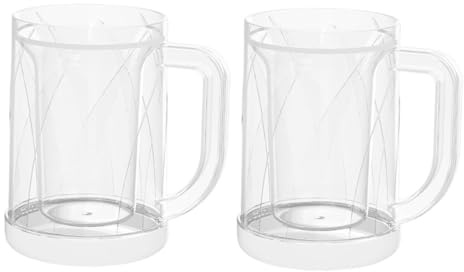 TOPPERFUN 2 Piezas Vasos de Cerveza Congelables Doble Pared Transparentes Reutilizables para Bebidas Frías y Heladas de Tazas para Refrescos y Cerveza Portátiles y Resistentes para Verano