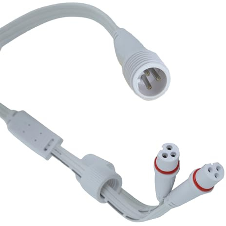 Permanent Outdoor Lights Y Splitter Extension Cable - 1 Male to 2 Female 3-Pin Y-Splitter for Govee Outdoor Lighting System, IP68 Waterproof Connector for H705A, H705B, H705C, H706A, H706B, H706C.