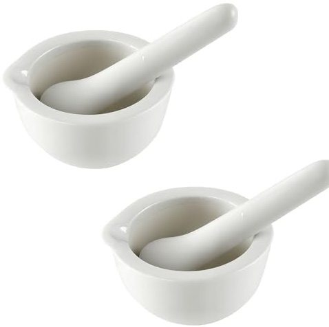 2 Sets Mörser mit Stößel, 60ml kleiner Mörser Zum Gewürze, Kräuter, Knoblauch, Nüssen, Für Küche und Labor geeignet