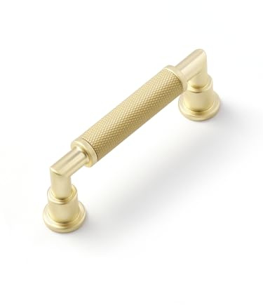 JIASENBAO 5er Pack Gold Schubladengriffe 76mm Lochabstand Gerändelte Vintage Schubladenknöpfe Badezimmer Kommodengriffe Beschläge Griffe Zinklegierung