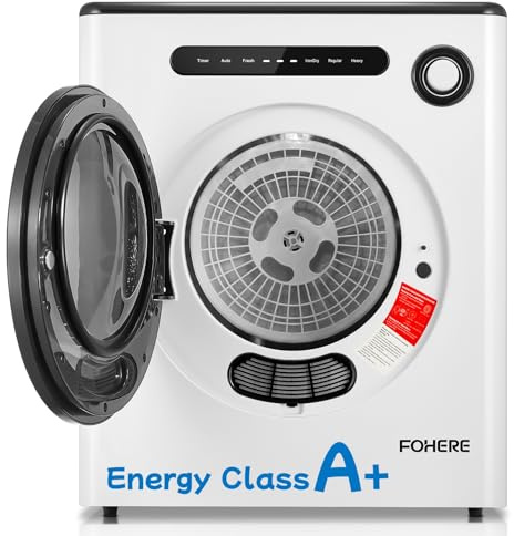 4KG Vented Tumble Dryer, 1200W Compact Smart Dryer, 6 Drying Modes, Double Temperature Control Protection, with Child Lock and Timer, with Child Lock, Crease Guard, for Apt, Home, Dorm, RVs, White