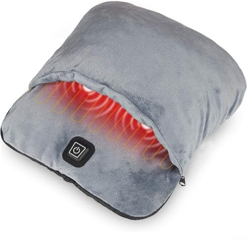 ZiStarlilife Electric Foot Warmer With Heating And Vibration Massage, Fast Heat Flannel Foot Massager For Home Office Car Use, Gray